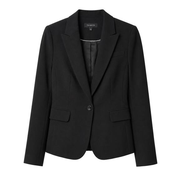 Talbots Jackets & Blazers - Talbots Black Blazer Women Size 8 Single Button Career Office Jacket Tailored